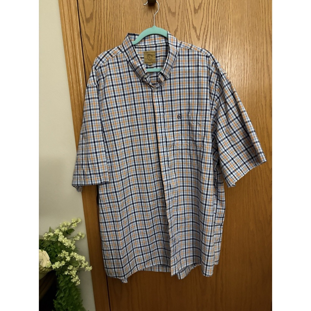 Gunnison Creek Men's Sz 3XLT Button Up Shirts Blue /Orange Plaid